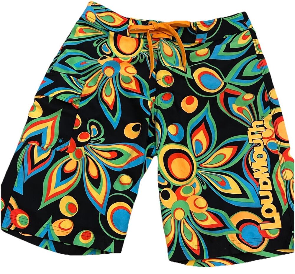 Loudmouth Board Shorts Mens 32 Floral Psychedelic Golf Bermuda Swim Trunks